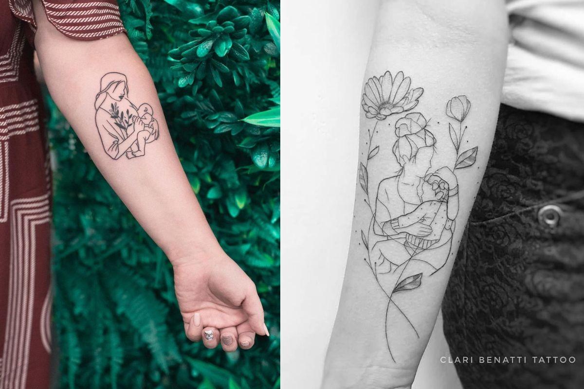Após o período da amamentação, a mulher está liberada para fazer tatuagens - inclusive as que homenageiam esse momento tão especial!