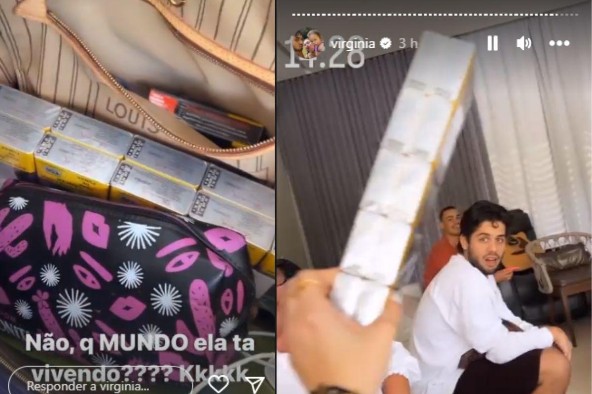 Virginia mostra o que a mãe estava levando na bolsa