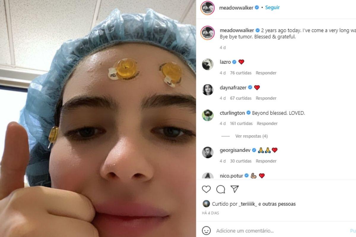 Filha de Paul Walker retira tumor e comemora momento