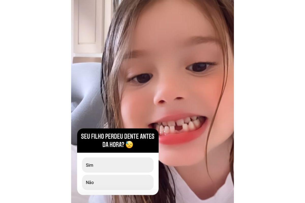 Thaeme elogiou a filha por se comportar bem no dentista e atualizou os fãs