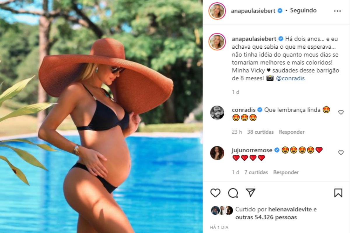 Ana Paula Siebert compartilha foto grávida