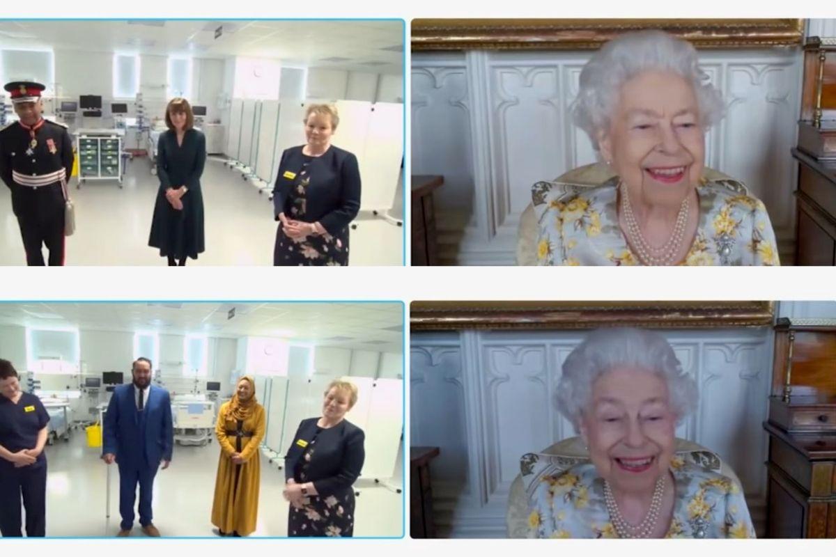 Rainha Elizabeth II no evento virtual para inauguração da unidade de Hospital