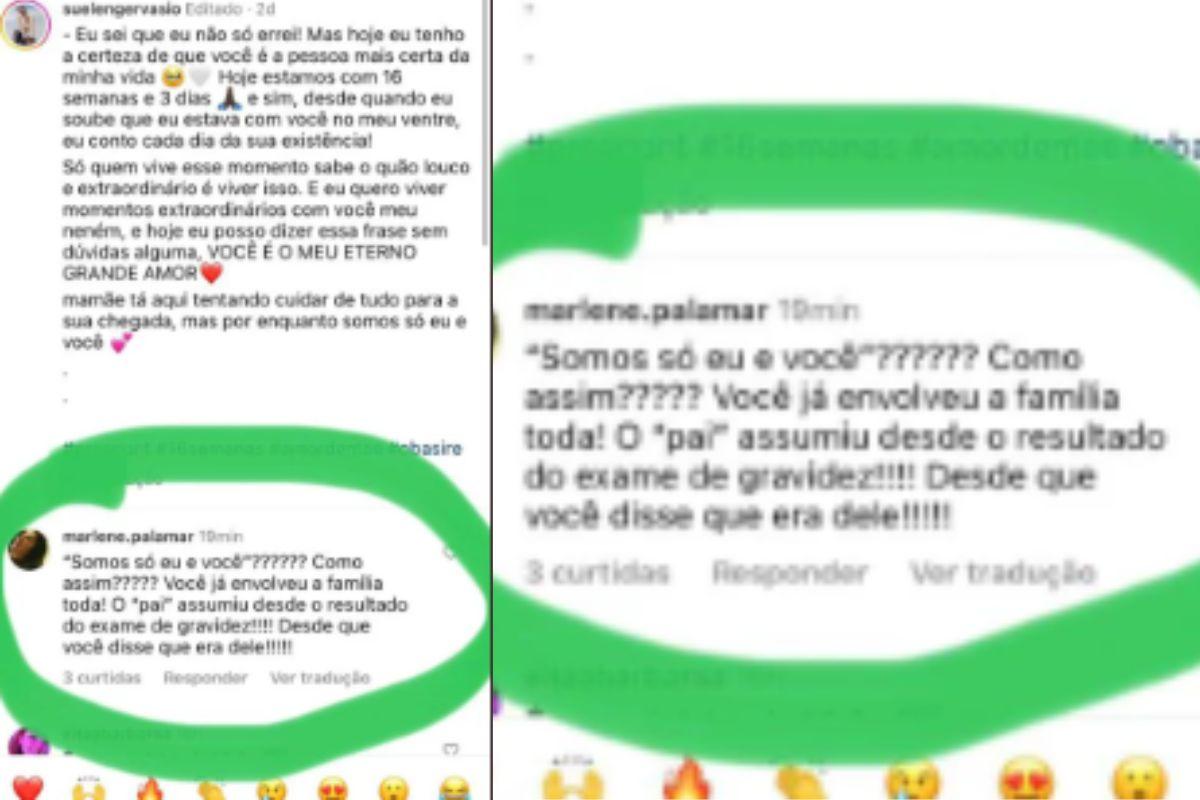 Mensagem deixada pela avó de Vitão na publicação do anuncio da gestação da bisneta