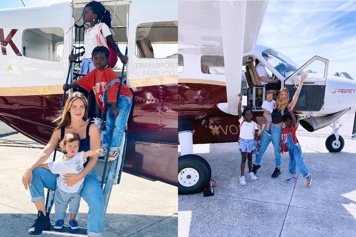 Giovanna Ewbank compartilhou algumas fotos com os filhos em viagem a trabalho