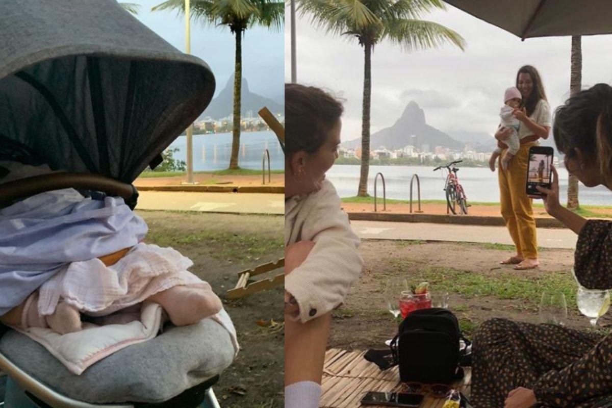 Nathalia Dill faz piquenique com a filha