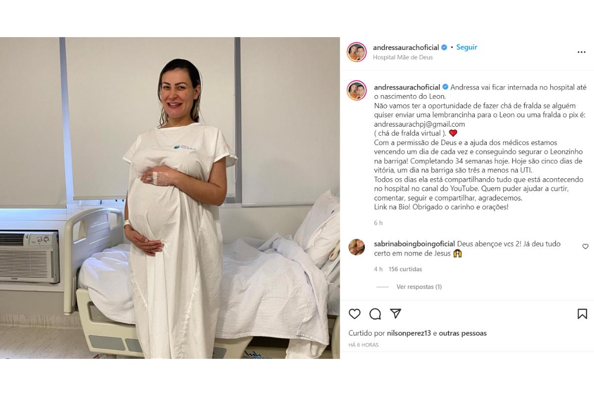 Andressa Urach segue no hospital até nascimento de Leon