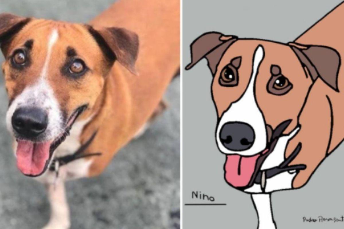 Desenho de Nilo, cachorro de Tatá Weneck