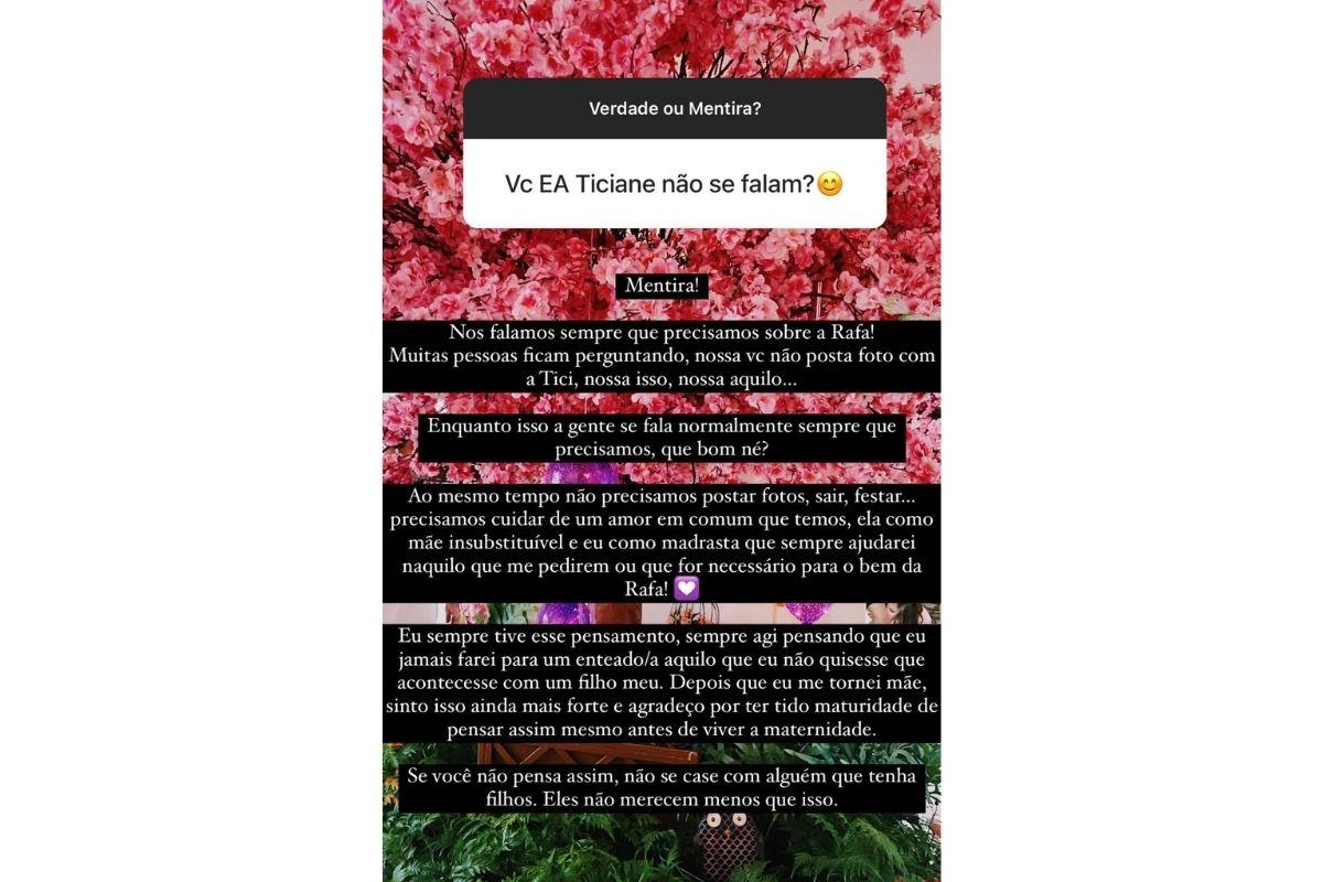 A modelo fez um desabafo no Instagram sobre a relação com a mãe de Rafaella