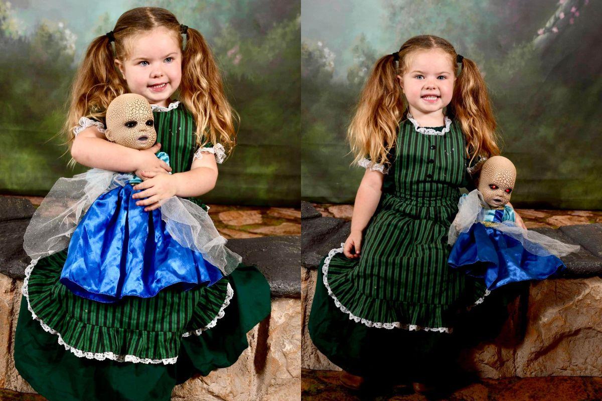Segundo a mãe, a criança dificilmente se separa da boneca Creepy Chloe (Foto: Reprodução/Facebook/Brittany Beard )