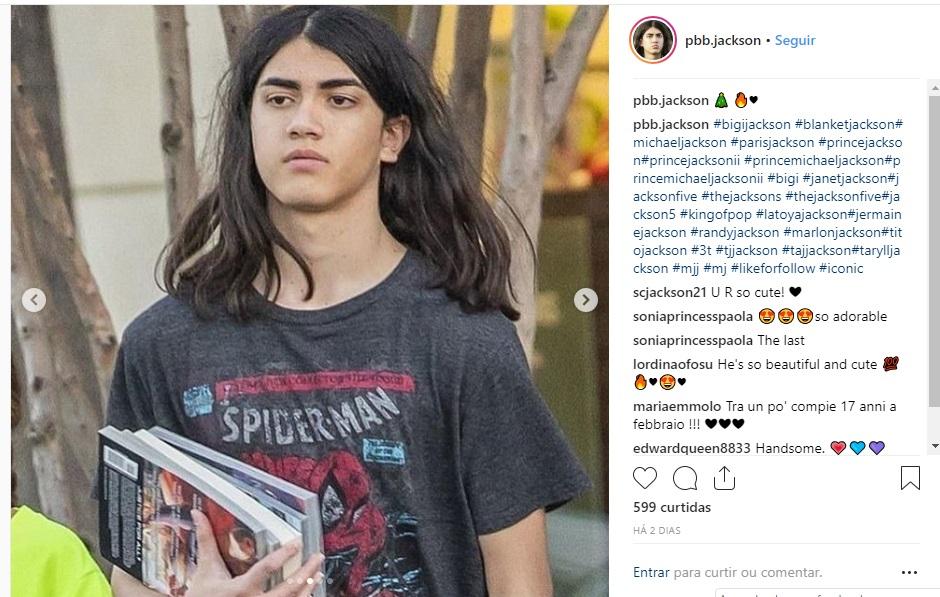 Blanket, filho de Michael Jacksin, em LA (Foto: Instagram/@bigijacksonfans)