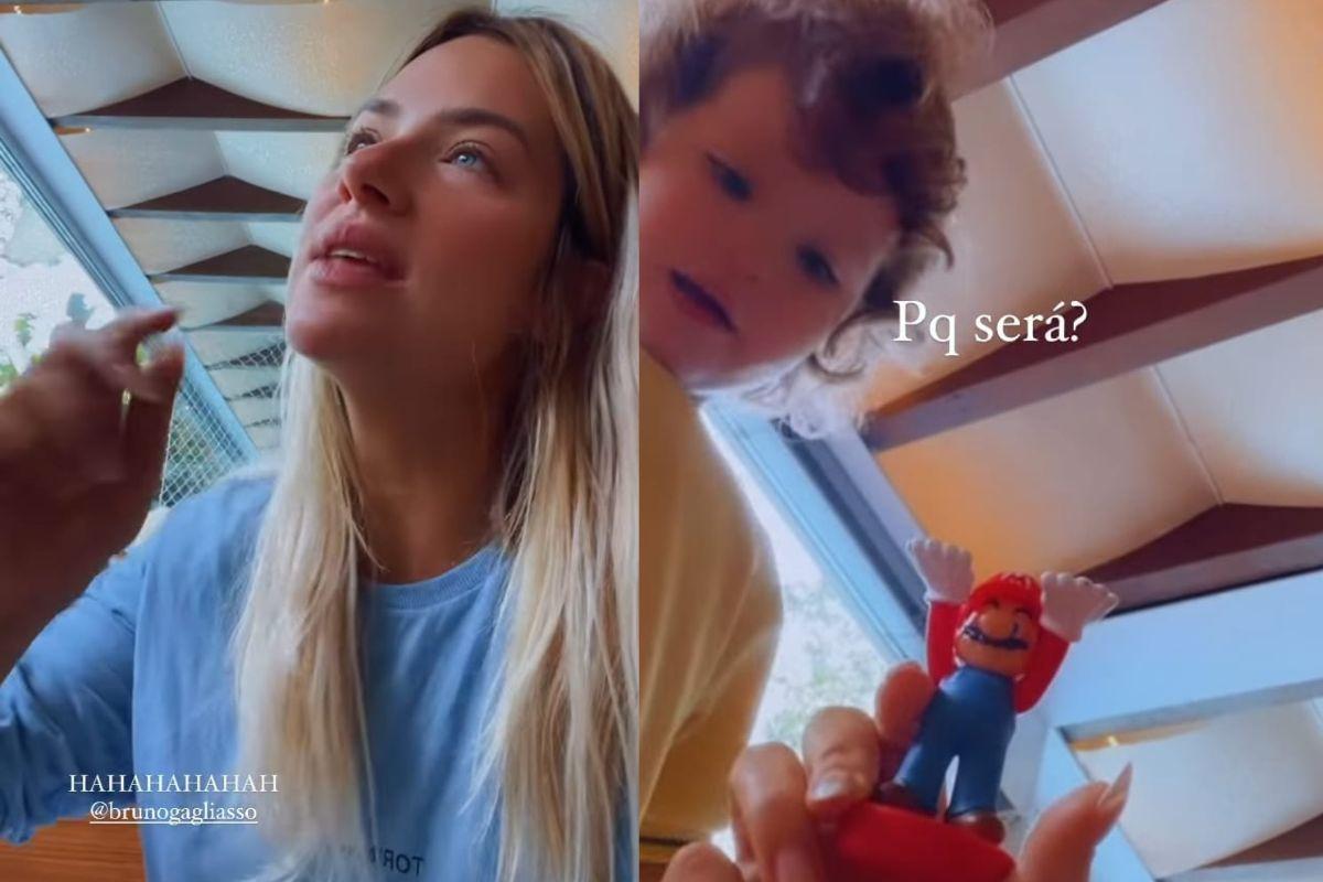 A atriz caiu na gargalhada ao contar sobre comparação que Zyan fez entre o pai e o personagem de video-game (Foto: Reprodução/Instagram/@gioewbank)