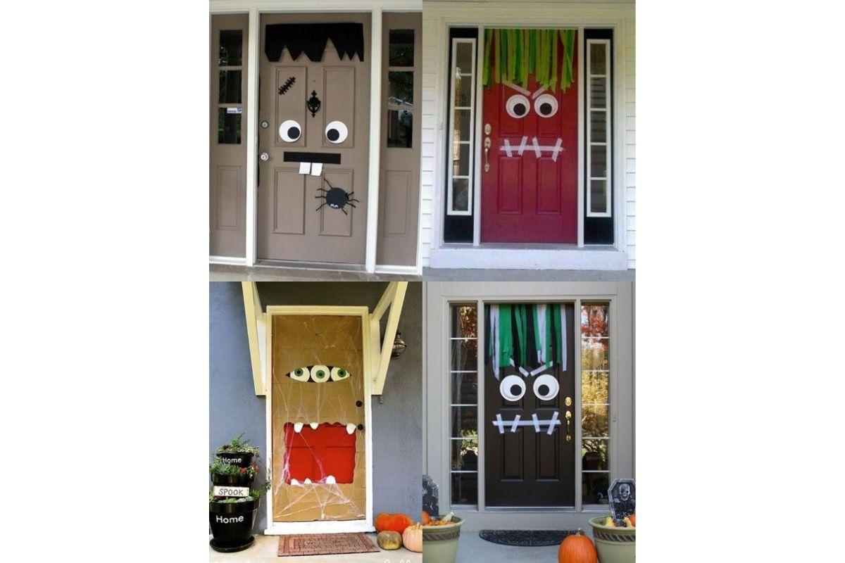 Portas também podem receber decoração de Halloween