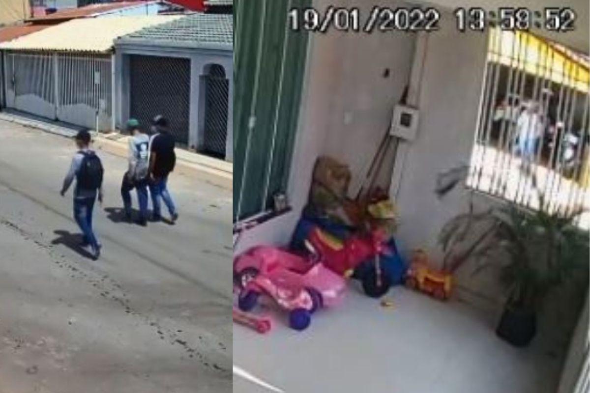 Momento em que os meninos entram na casa do pai