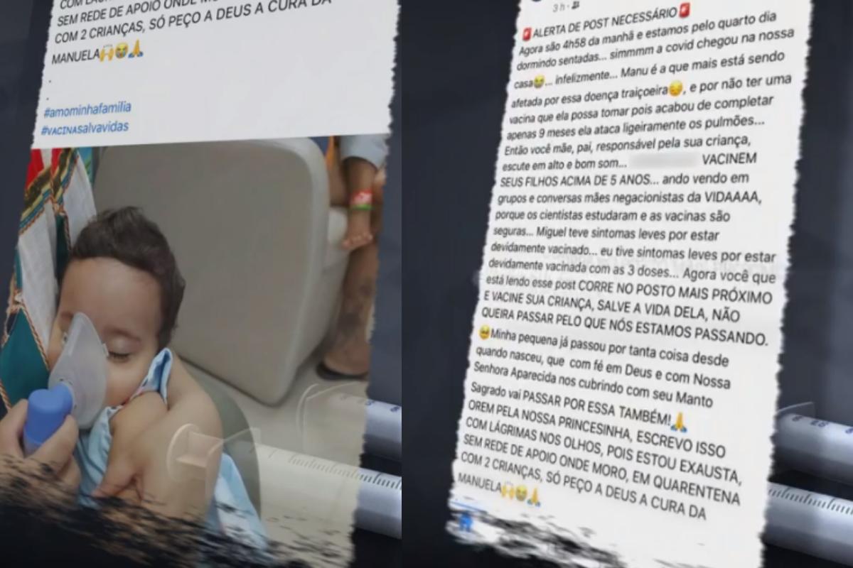 Janaína pediu para que outros pais vacinem seus filhos através das redes sociais