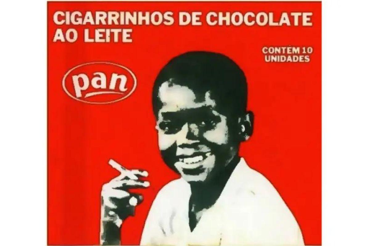 Os cigarros de chocolate da empresa Pan, fez sucesso após colocar Paulo Pompeia para estampar o produto (Foto: reprodução/Veja SP)