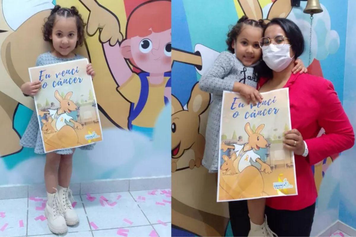 Valentina recebeu o diagnóstico de câncer em 2019 e recebeu alta do tratamento nesta semana