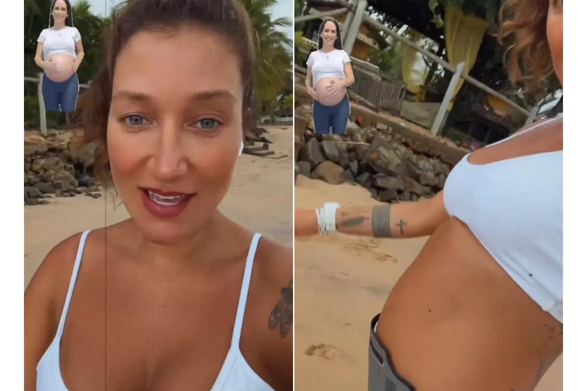 Gabriela Pugliesi mostra barriga de grávida e fala: "Vou parir já já"