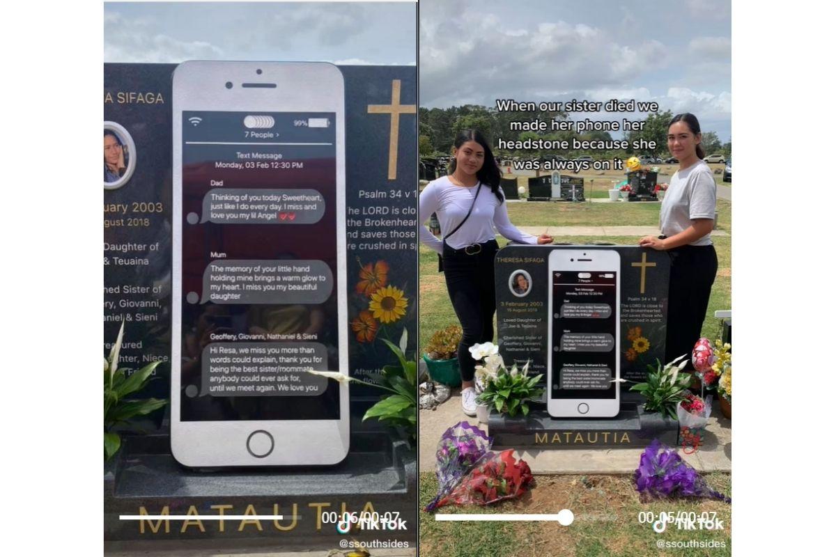 Família de jovem que morreu aos 15 anos decidiu criar uma lápide em forma de celular para a menina