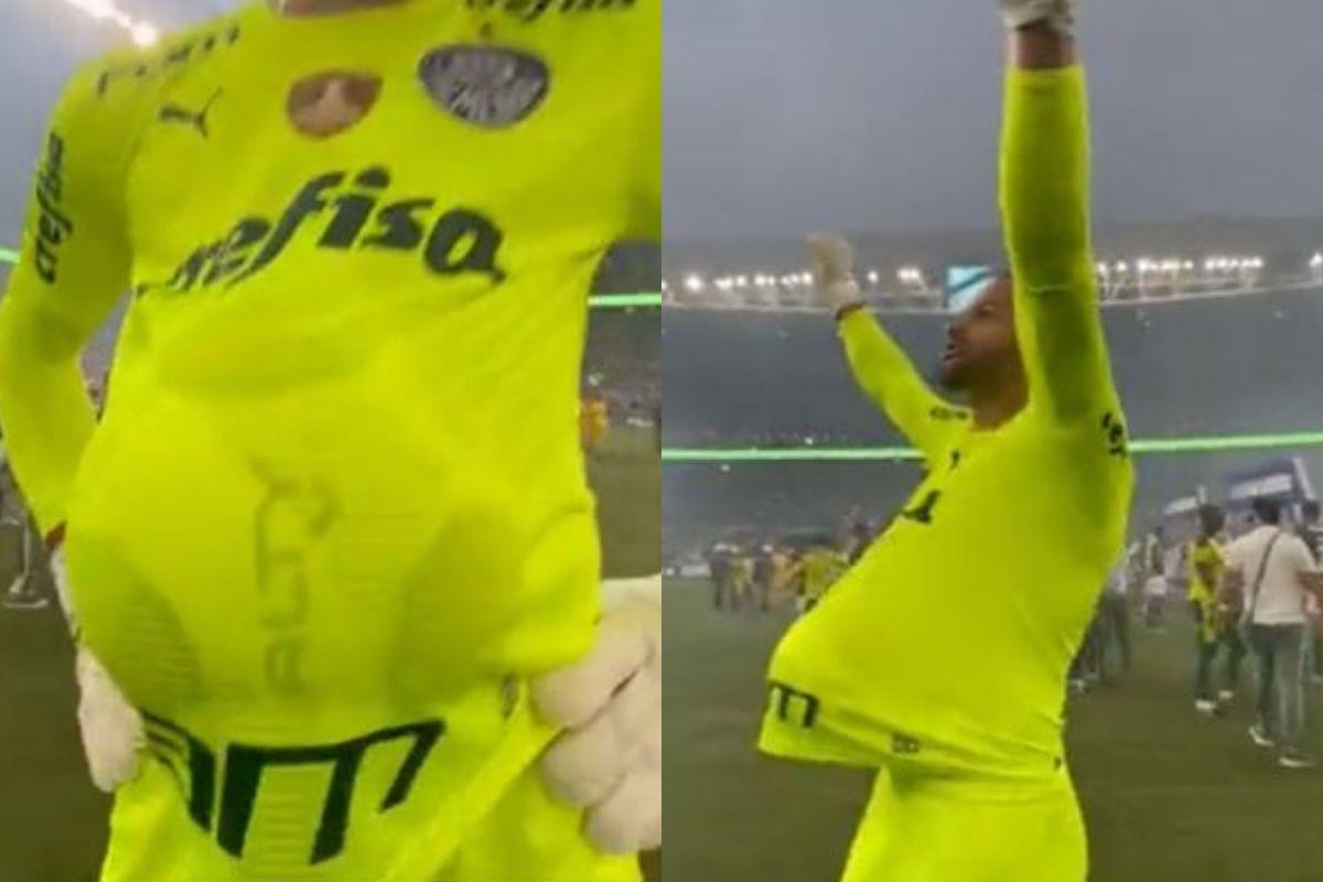 Goleiro do Palmeiras faz dedicatória para espsoa grávida em vitória de time