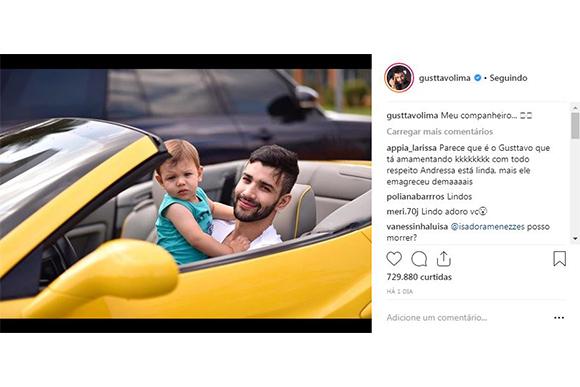 Gusttavo Lima posa com filho em carrão (Foto: Reprodução/ Instagram @gusttavolima)