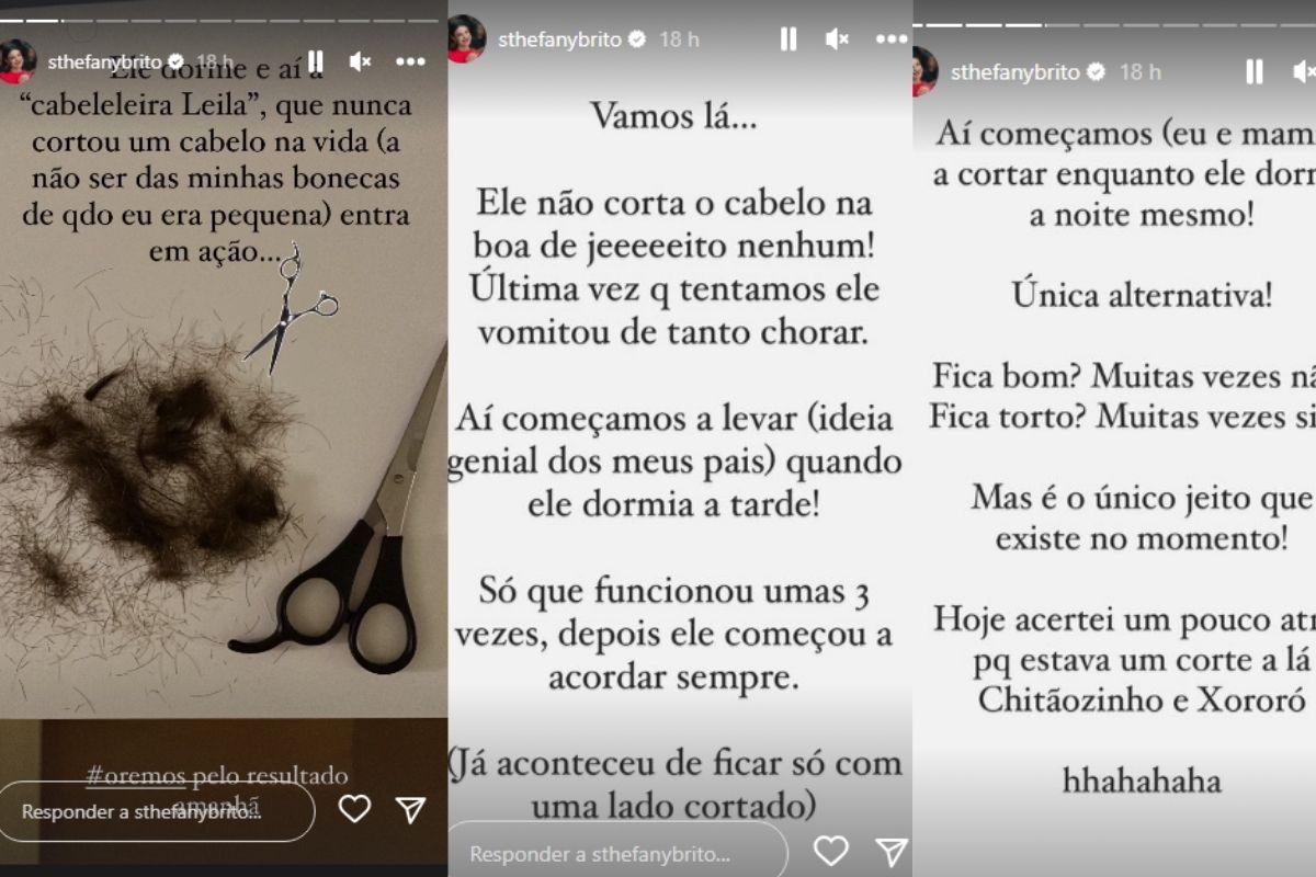 Sthefany explicou as táticas que já utilizou para cortar o cabelo de Enrico