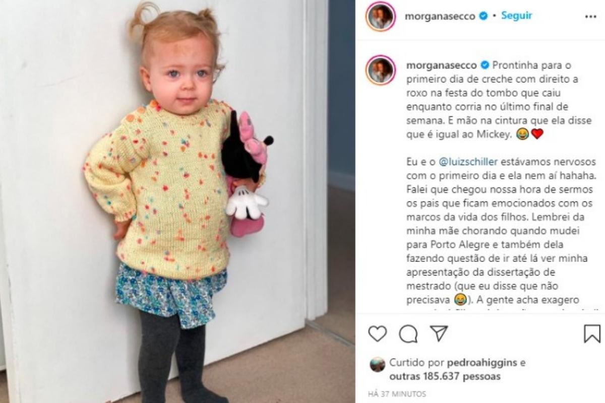 Alice apareceu muito animada para o primeiro dia
