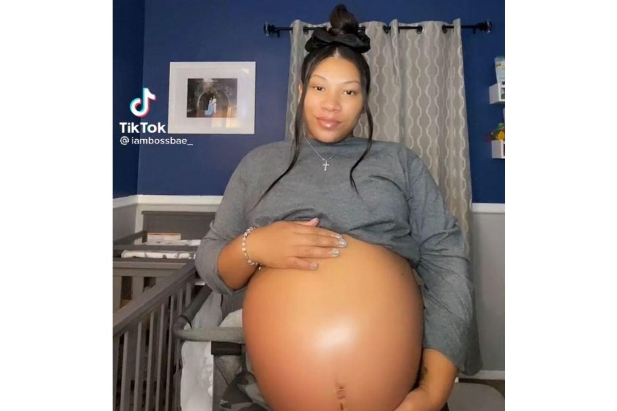 O tamanho da barriga da mulher fez os internautas duvidarem se ela não estaria grávida de gêmeos