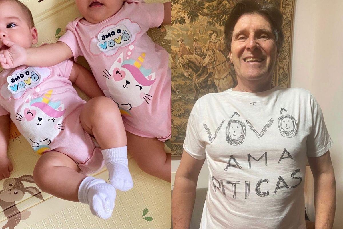 Marcella Fogaça compartilhou uma foto da camiseta que o avô fez em homenagem às netas