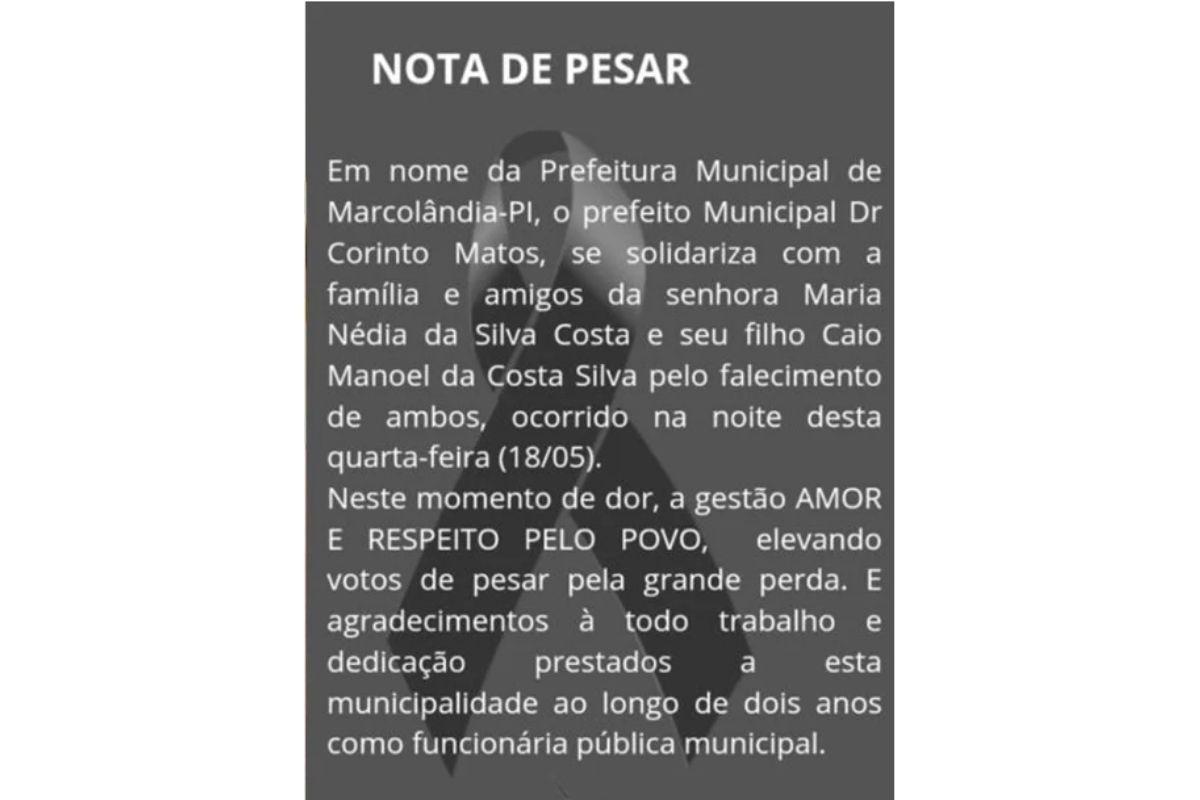 Nota de pesas do prefeito de Marcolândia