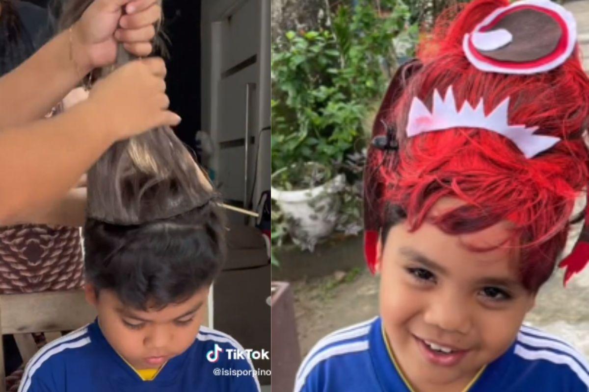 Mãe arruma filho para dia especial na escola (1)