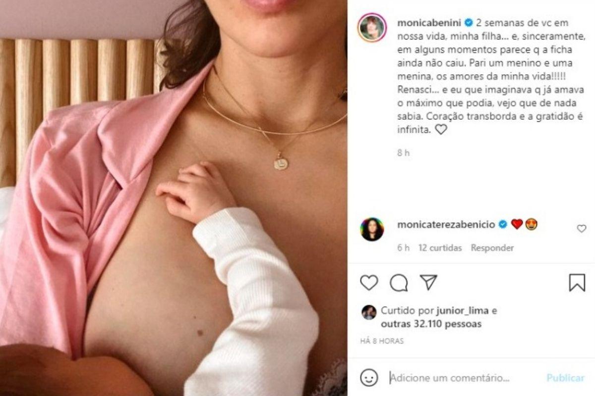 Mônica Benini se declarou à filha recém-nascida