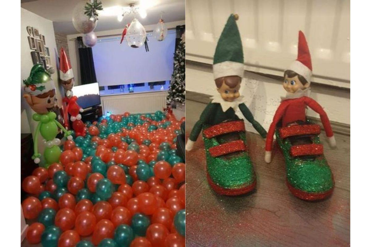 A mãe encheu a sala com bexigas