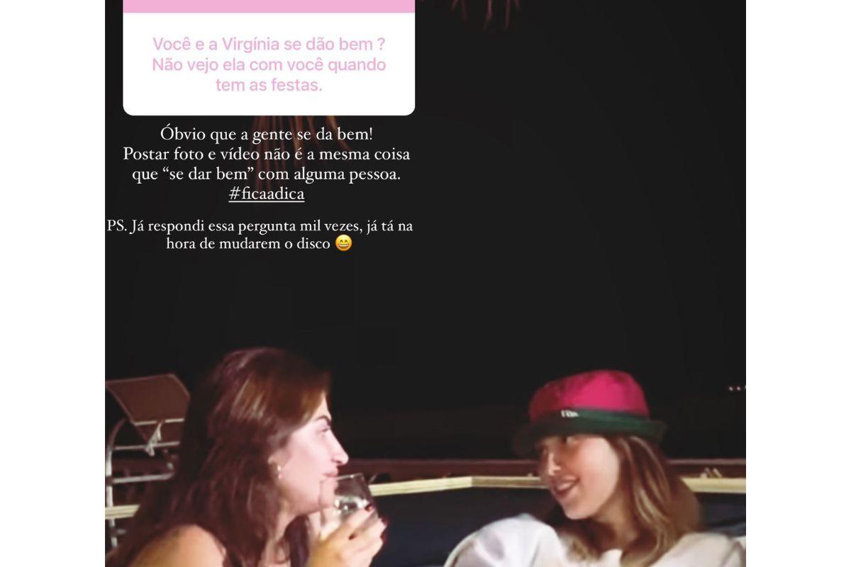A irmã de Zé Felipe, Jessica Beatriz, fala sobre relação com Virginia