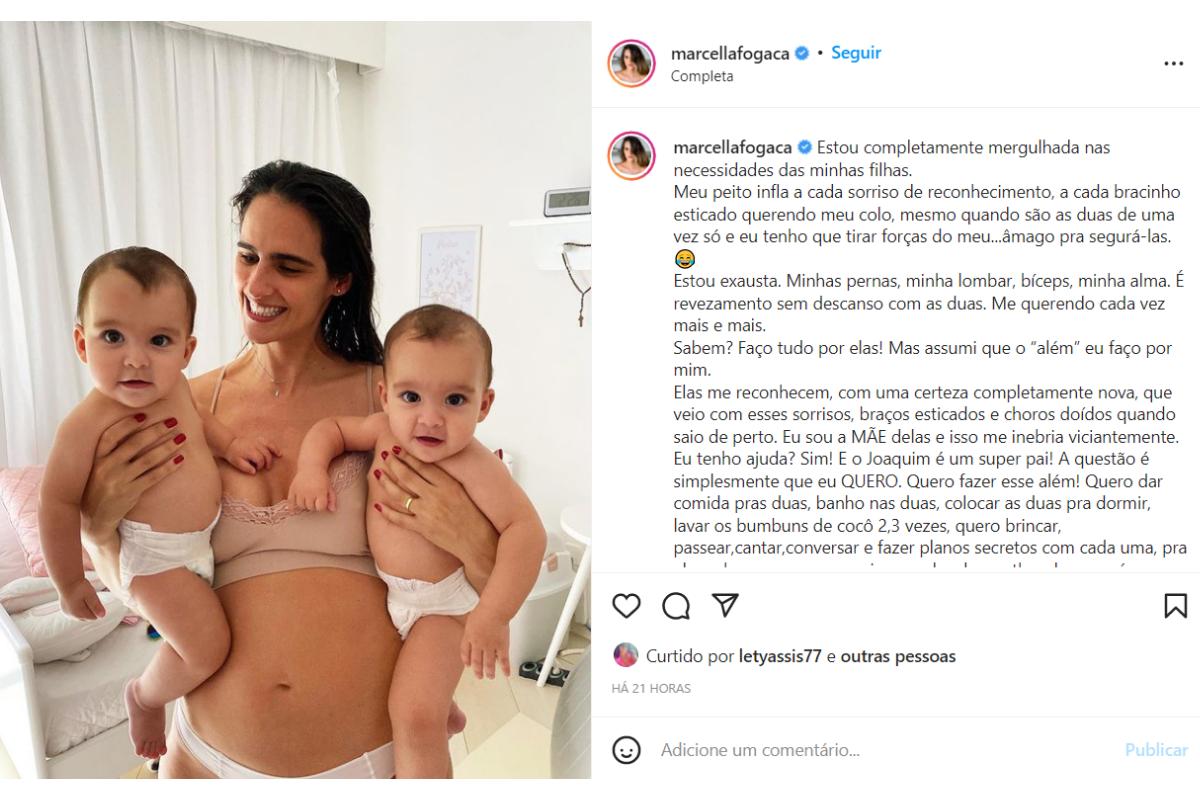 Marcella Fogala segurando Sophia e Pietra