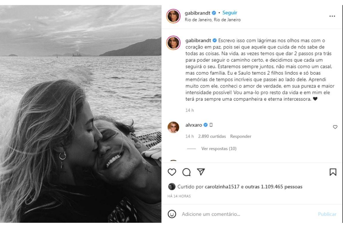 O anúncio do término foi feito no Instagram