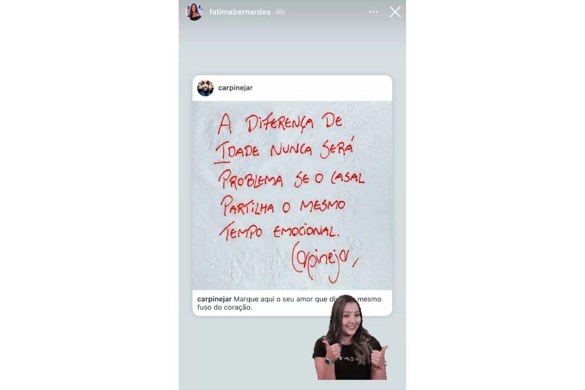 Fátima compartilhou um stories