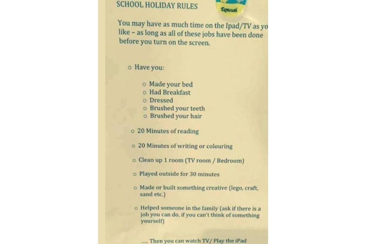 Escola envia lista de regras para alunos nas férias
