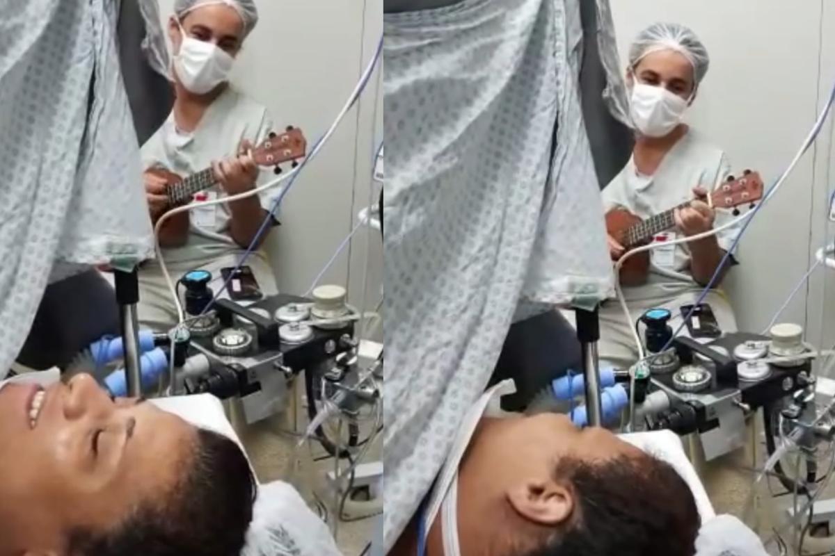Pai canta a música favorita da mãe na hora do parto para acalmar ela