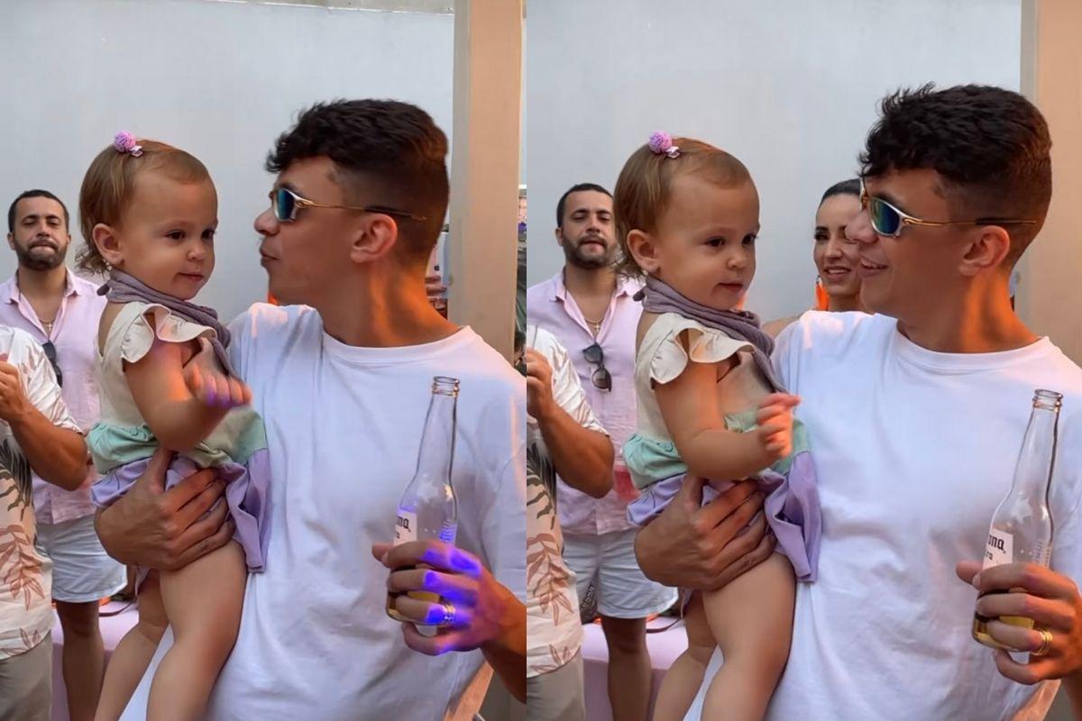 Julio Cocielo com a filha Beatriz no aniversário da Tata