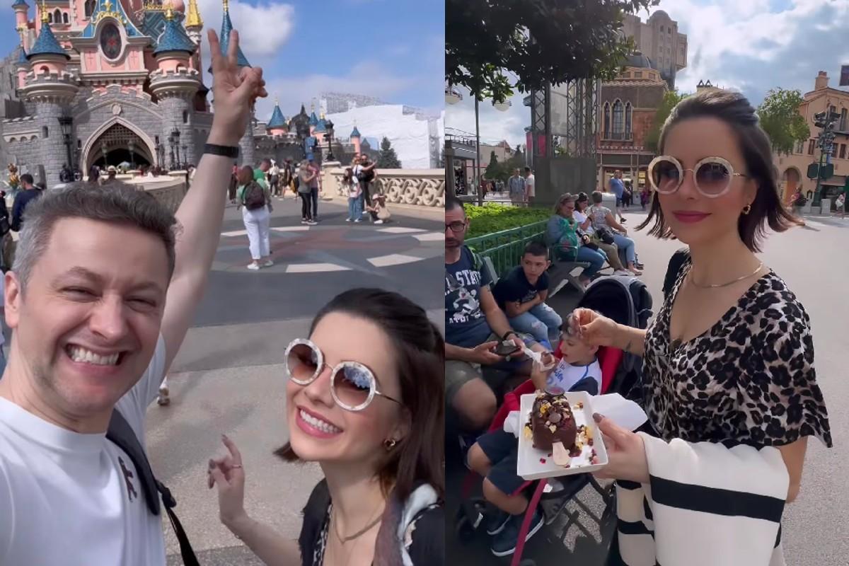 Sandy e filho na Disney