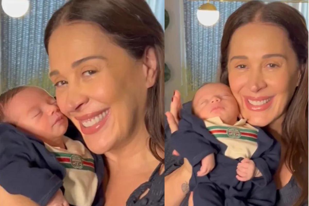 Claudia Raia ao lado do filho caçula Luca