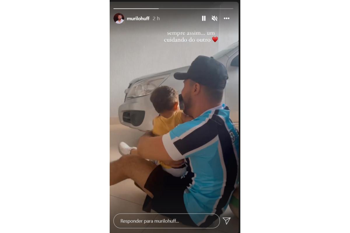 Murilo Huff recebe abraços e cuidados do filho em novo vídeo