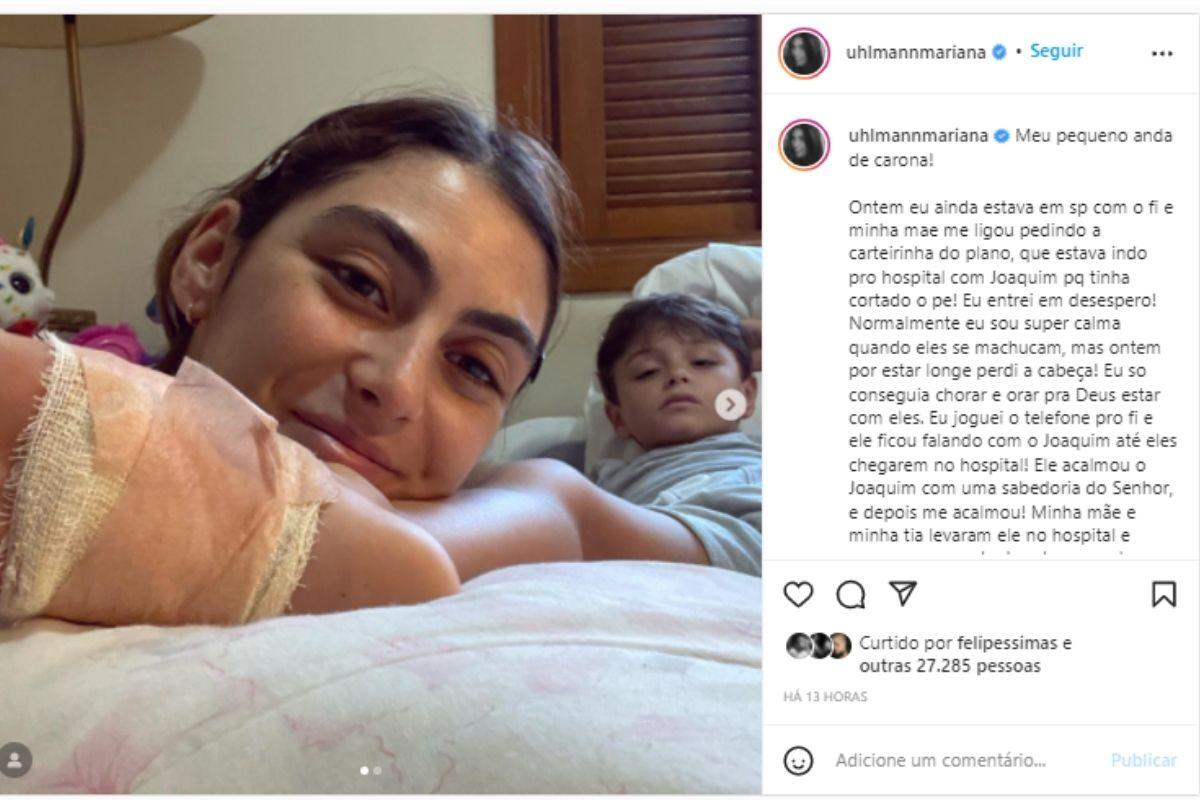 Joaquim, filho de Mariana Uhlmann, sofreu um acidente