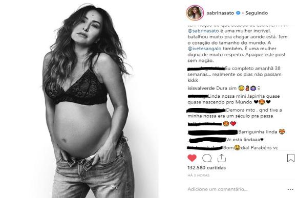 As mamães estão em suas últimas semanas de gestação (Foto: Reprodução/ Instagram @sabrinasato)