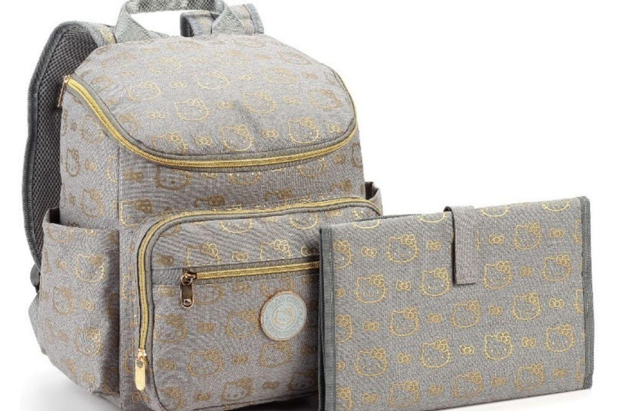 Mochila Bolsa Maternidade Cinza - HELLO KITTY