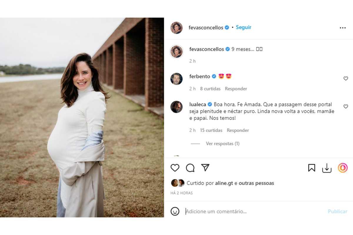Fernanda Vasconcellos completou 9 meses de gravidez e recebeu elogios no Instagram