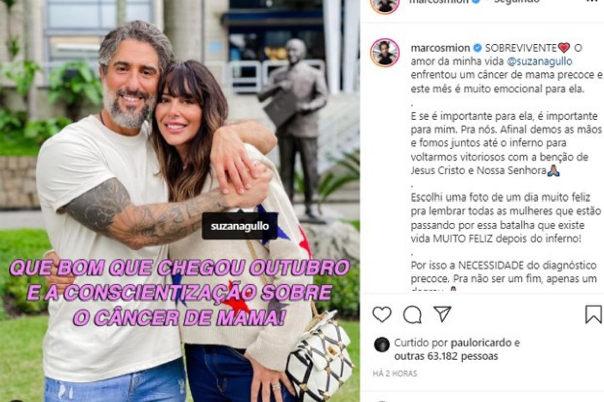 Marcos fez um post no Instagram para homenagear a luta da esposa