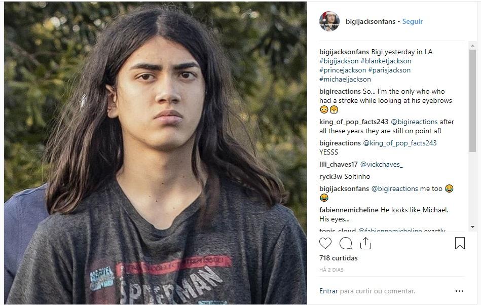 Blanket, filho de Michael Jacksin, em LA (Foto: Instagram/@bigijacksonfans)