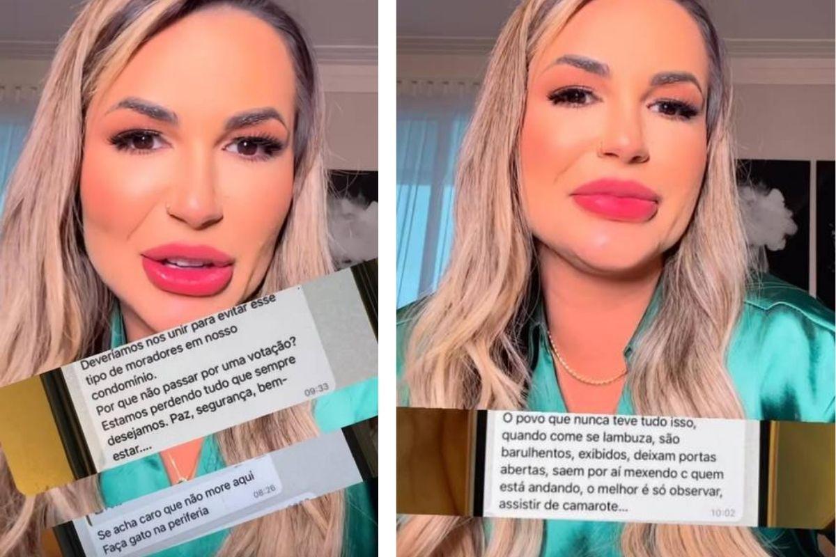 Deolane Bezerra mostrou prints de mensagens de vizinhos ofendendo sua família