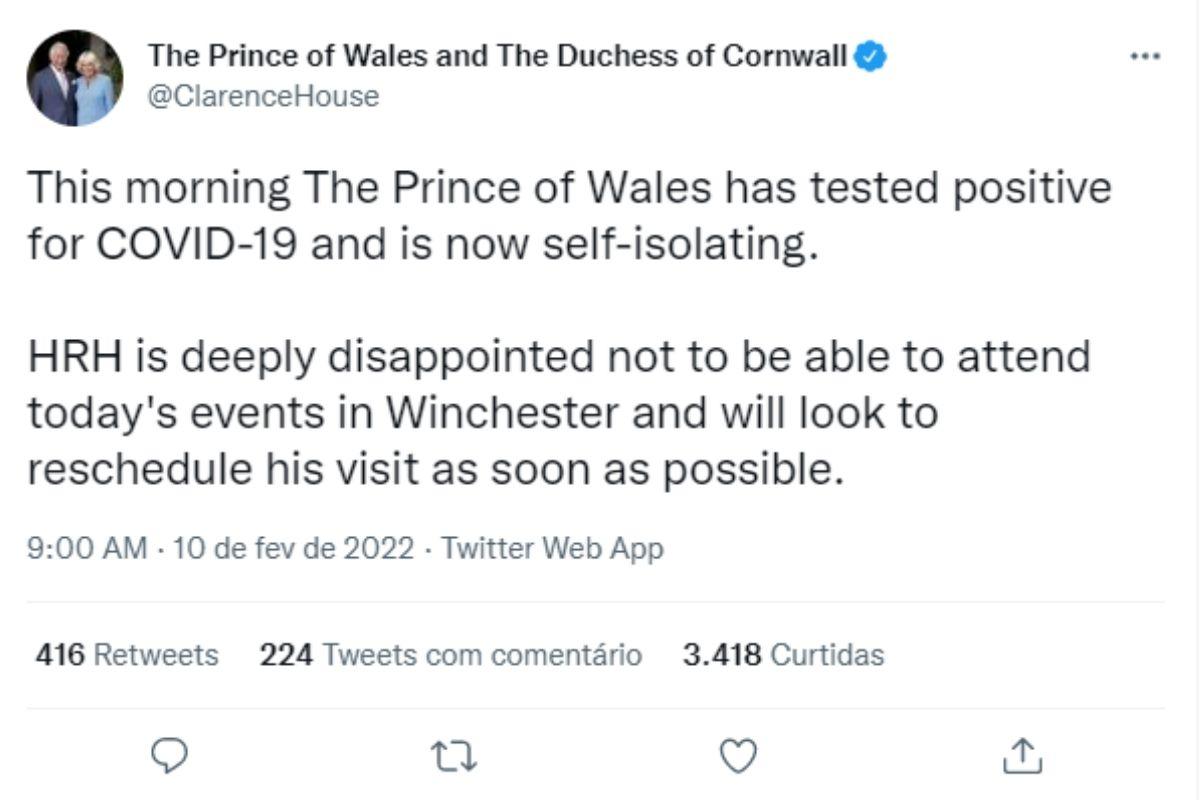 Príncipe Charles se infecta com covid-19 pela segunda vez